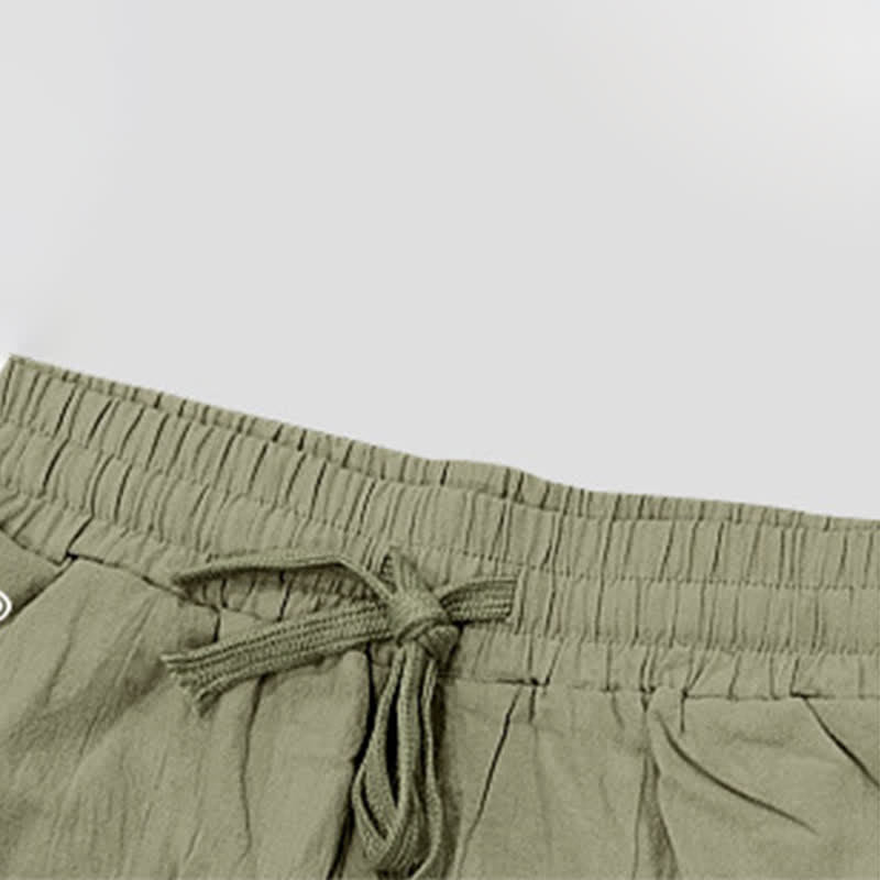 Pantalones cortos tipo bermudas Buddha Stones de verano con cordón ajustable y abertura lateral, color liso, para hombre, con bolsillos. - image 30