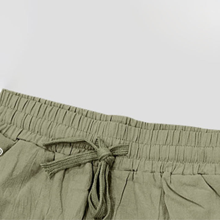 Pantalones cortos tipo bermudas Buddha Stones de verano con cordón ajustable y abertura lateral, color liso, para hombre, con bolsillos. - image 30