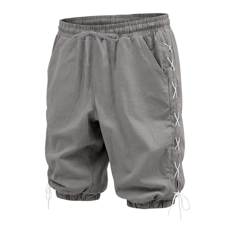 Pantalones cortos tipo bermudas Buddha Stones de verano con cordón ajustable y abertura lateral, color liso, para hombre, con bolsillos. - image 36