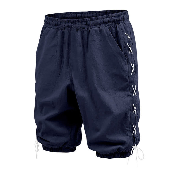 Pantalones cortos tipo bermudas Buddha Stones de verano con cordón ajustable y abertura lateral, color liso, para hombre, con bolsillos. - image 44
