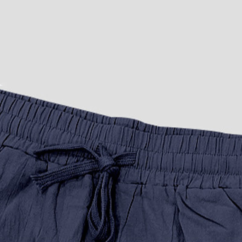 Pantalones cortos tipo bermudas Buddha Stones de verano con cordón ajustable y abertura lateral, color liso, para hombre, con bolsillos. - image 46