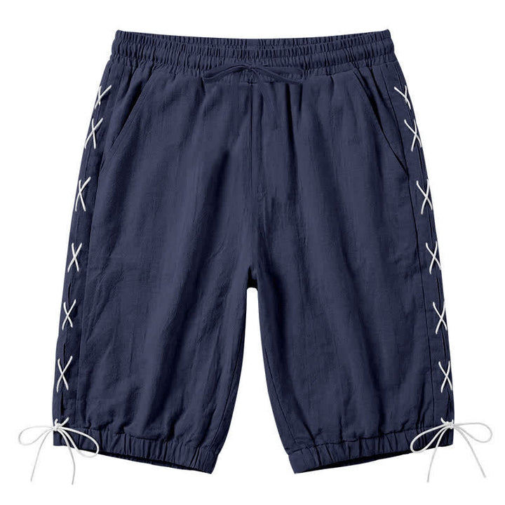 Pantalones cortos tipo bermudas Buddha Stones de verano con cordón ajustable y abertura lateral, color liso, para hombre, con bolsillos. - Azul medianoche - US/UK/AU44，EU54 (3XL) - image 43