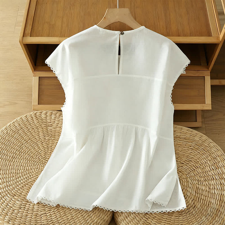 Buddha Stones Camiseta de manga corta para mujer, estilo casual de verano, con cuello redondo y color liso. - image 16