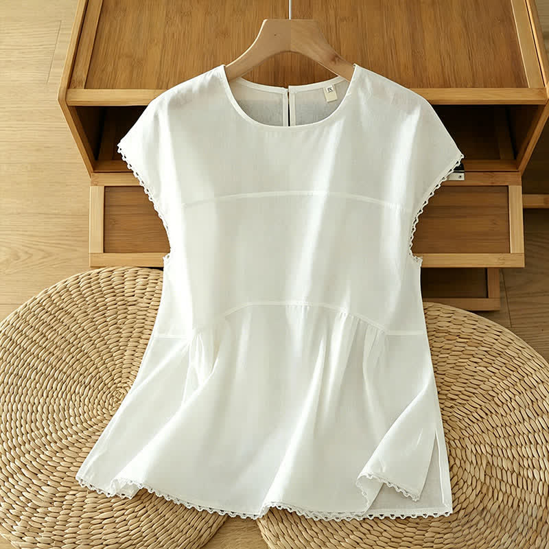 Buddha Stones Camiseta de manga corta para mujer, estilo casual de verano, con cuello redondo y color liso. - image 15