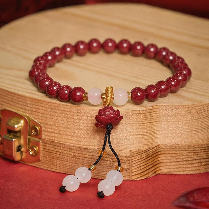 Buddha Stones Pulsera de la Iluminación del Loto de Cinabrio - image 1