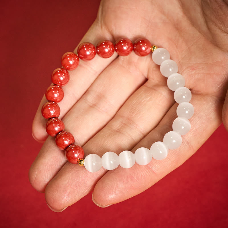 Buddha Stones Pulsera calmante ojo de gato blanco cinabrio - Cinabrio rojo de 8 mm (circunferencia de la muñeca: 15-16 cm) - image 19