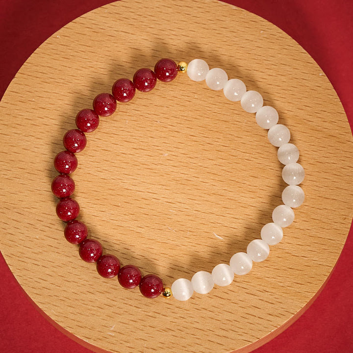 Buddha Stones Pulsera calmante ojo de gato blanco cinabrio - image 14