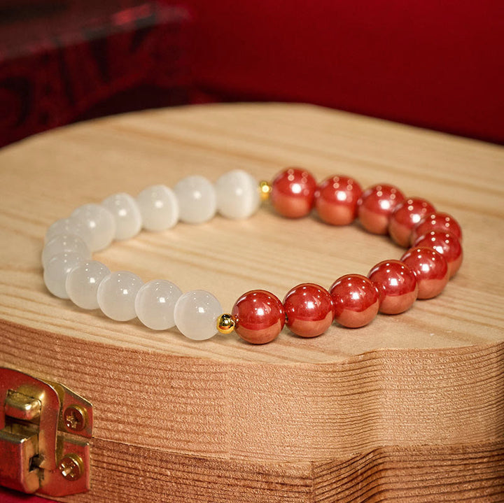 Buddha Stones Pulsera calmante ojo de gato blanco cinabrio - image 20