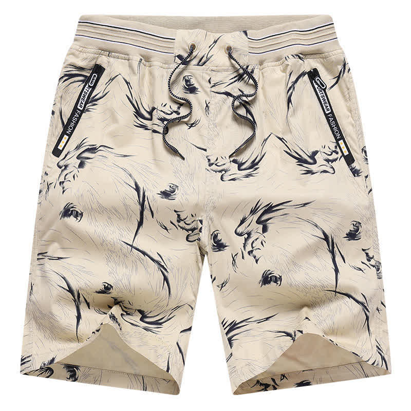 Buddha Stones Pantalones cortos de algodón para hombre con cordón ajustable, estampado abstracto y bolsillos. - image 5