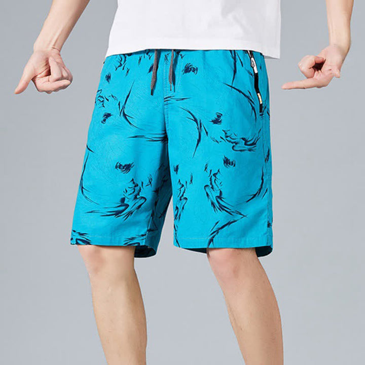 Buddha Stones Pantalones cortos de algodón para hombre con cordón ajustable, estampado abstracto y bolsillos. - image 20