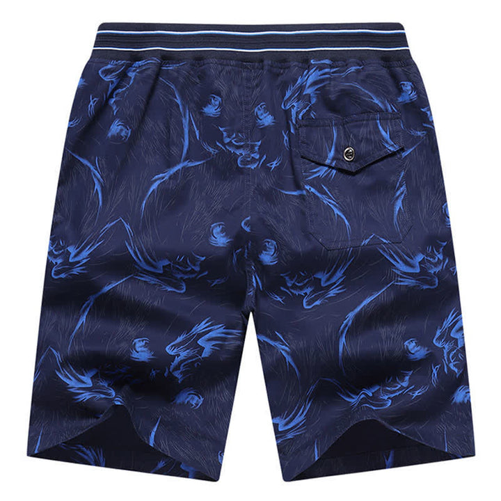 Buddha Stones Pantalones cortos de algodón para hombre con cordón ajustable, estampado abstracto y bolsillos. - image 11