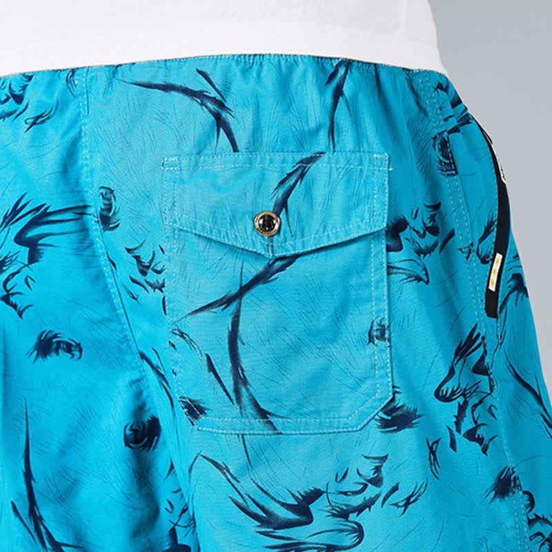 Buddha Stones Pantalones cortos de algodón para hombre con cordón ajustable, estampado abstracto y bolsillos. - image 25