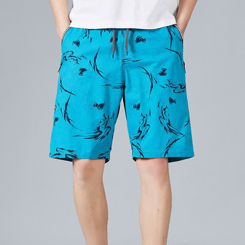 Buddha Stones Pantalones cortos de algodón para hombre con cordón ajustable, estampado abstracto y bolsillos. - Azul cielo profundo - US/UK/AU48，EU58(5XL) - image 18