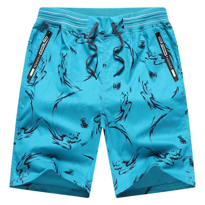 Buddha Stones Pantalones cortos de algodón para hombre con cordón ajustable, estampado abstracto y bolsillos. - image 27