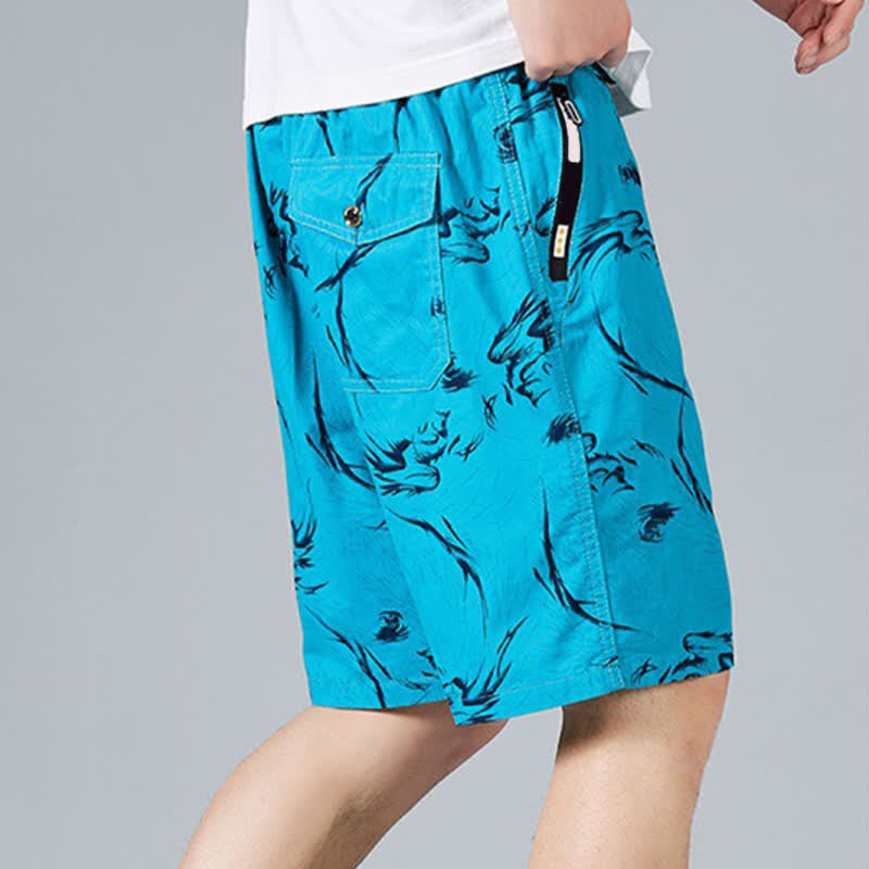 Buddha Stones Pantalones cortos de algodón para hombre con cordón ajustable, estampado abstracto y bolsillos. - image 22