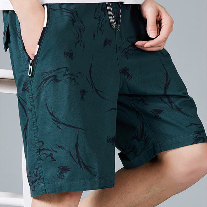 Buddha Stones Pantalones cortos de algodón para hombre con cordón ajustable, estampado abstracto y bolsillos. - image 16
