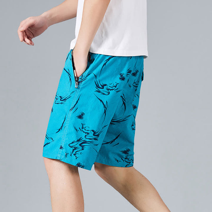 Buddha Stones Pantalones cortos de algodón para hombre con cordón ajustable, estampado abstracto y bolsillos. - image 19
