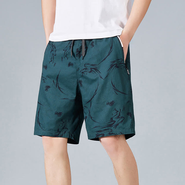 Buddha Stones Pantalones cortos de algodón para hombre con cordón ajustable, estampado abstracto y bolsillos. - cian oscuro - US/UK/AU48，EU58(5XL) - image 12