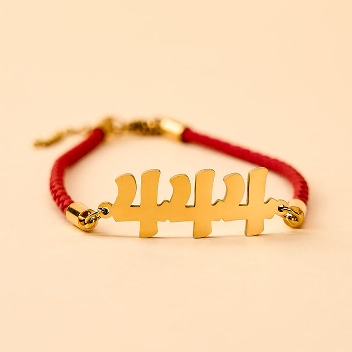 Buddha Stones Pulsera de fe ajustable de acero de titanio con números angelicales - 444 - Cuerda roja dorada (circunferencia de la muñeca: 15-20 cm) - image 10
