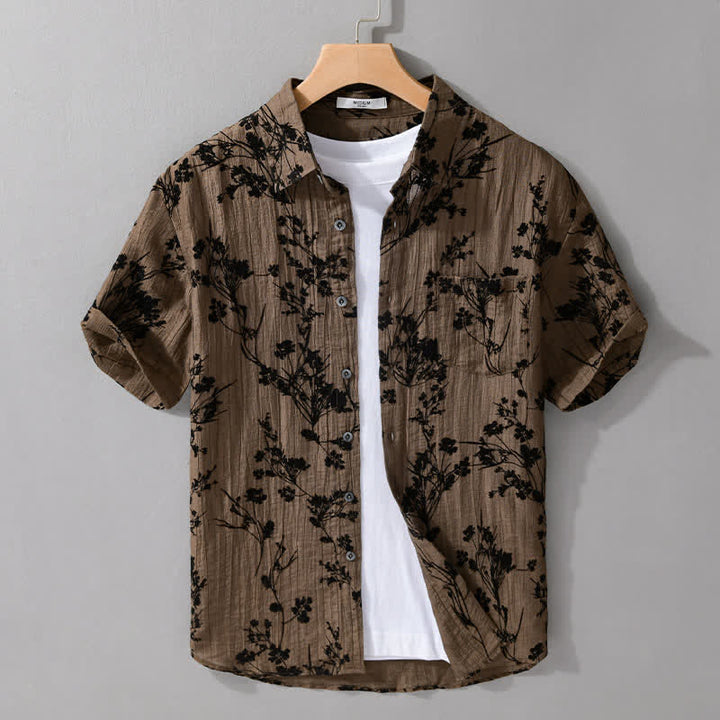 Buddha Stones Camisa de manga corta para hombre, estilo casual de verano, con botones y estampado floral. Bolsillo decorativo. - Perú - US/UK/AU44，EU54 (3XL) - image 8