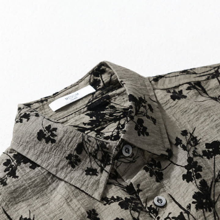 Buddha Stones Camisa de manga corta para hombre, estilo casual de verano, con botones y estampado floral. Bolsillo decorativo. - image 3