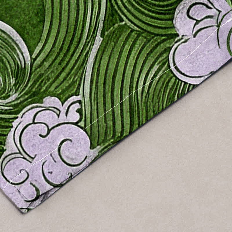 Buddha Stones Pantalones de hombre de algodón con estampado de nubes y ondas, corte cónico y bolsillos. - image 10