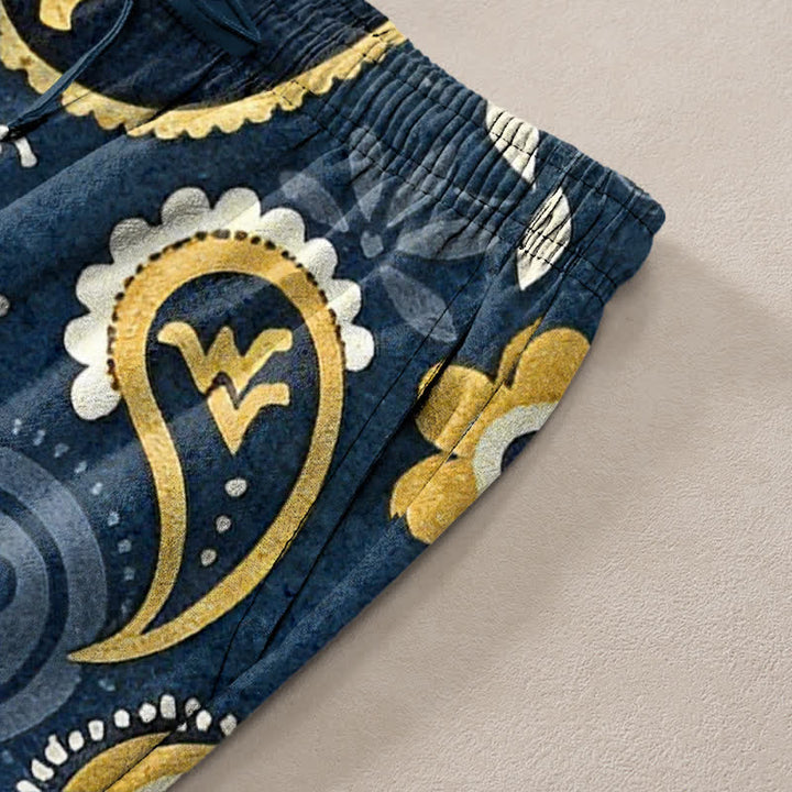Buddha Stones Pantalones de hombre de algodón con estampado floral de cachemir, corte ajustado y bolsillos. - image 3