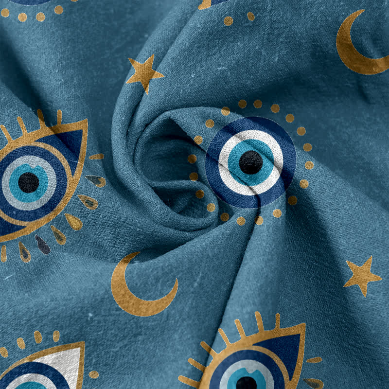 Buddha Stones Pantalones de mujer de algodón puro con estampado de ojo turco místico y cintura elástica con bolsillos. - image 2
