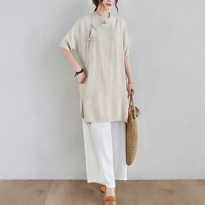Conjunto de 2 piezas de ropa de meditación Zen Tai Chi con diseño liso de Buddha Stones, pantalones superiores de lino y algodón para mujer - image 5