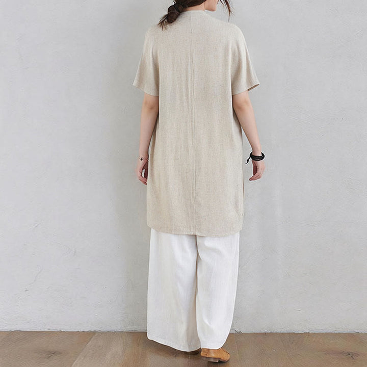 Conjunto de 2 piezas de ropa de meditación Zen Tai Chi con diseño liso de Buddha Stones, pantalones superiores de lino y algodón para mujer - image 4