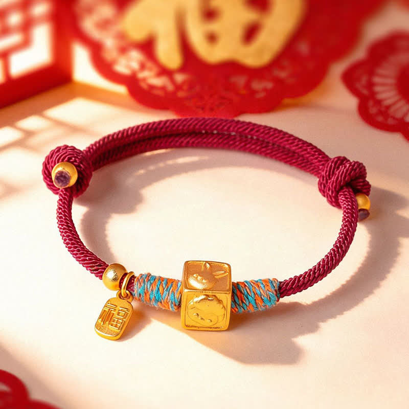 Buddha Stones Pulsera hecha a mano con hilo rojo y dije del zodíaco chino de la suerte Fu - image 14