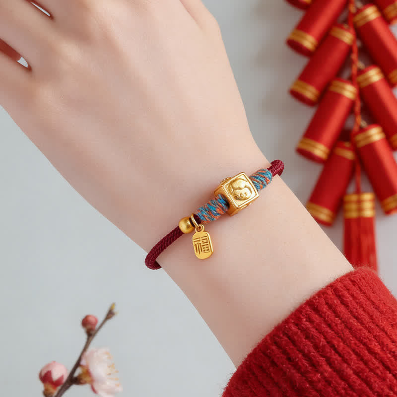 Buddha Stones Pulsera hecha a mano con hilo rojo y dije del zodíaco chino de la suerte Fu - image 16