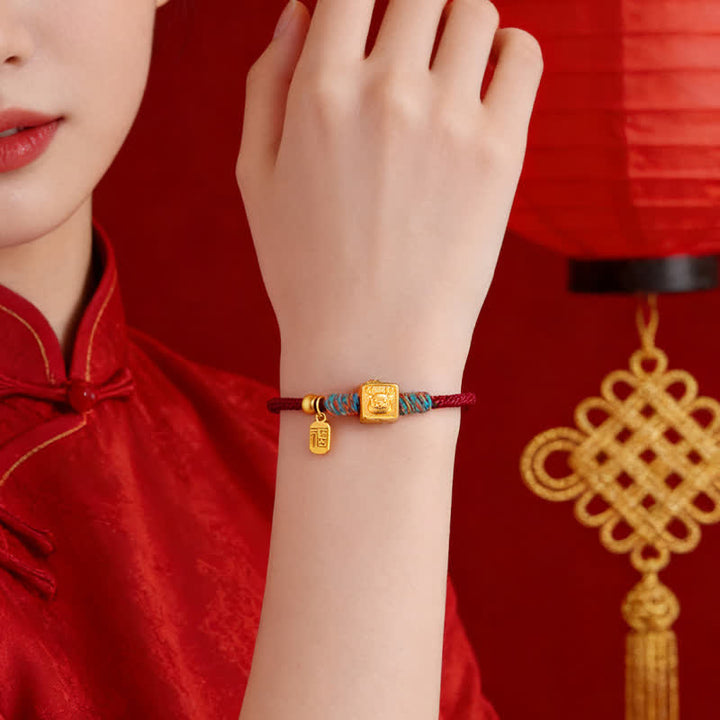 Buddha Stones Pulsera hecha a mano con hilo rojo y dije del zodíaco chino de la suerte Fu - image 17