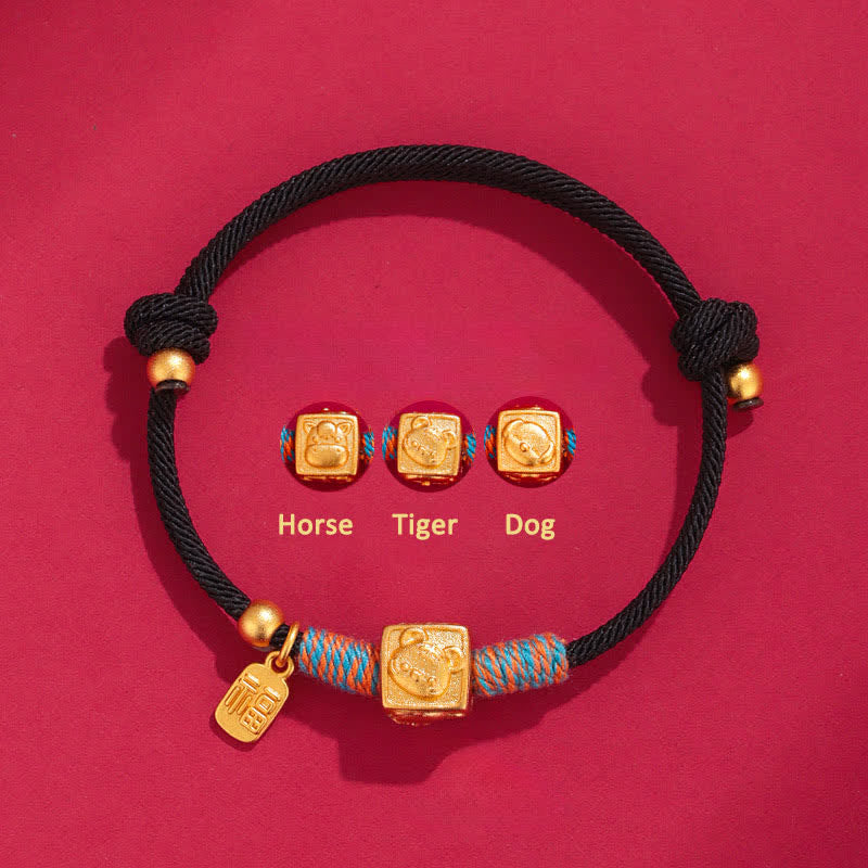 Buddha Stones Pulsera hecha a mano con hilo rojo y dije del zodíaco chino de la suerte Fu - Pulsera negra de plata 999 con diseño de caballo, tigre y tres armonías. - Plata (Bendición♥Calma) - image 11