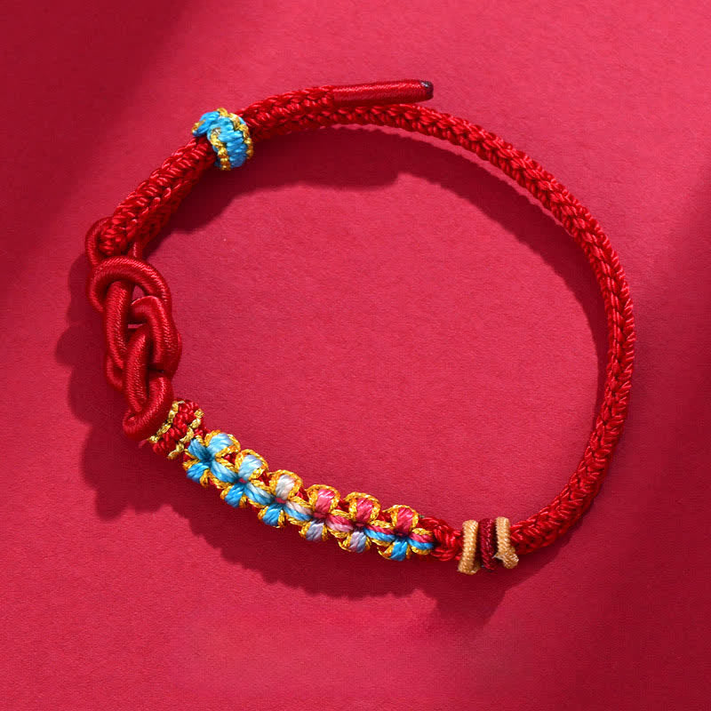 Buddha Stones Pulsera de la suerte china con nudos, tejida a mano con hilo rojo. - image 1
