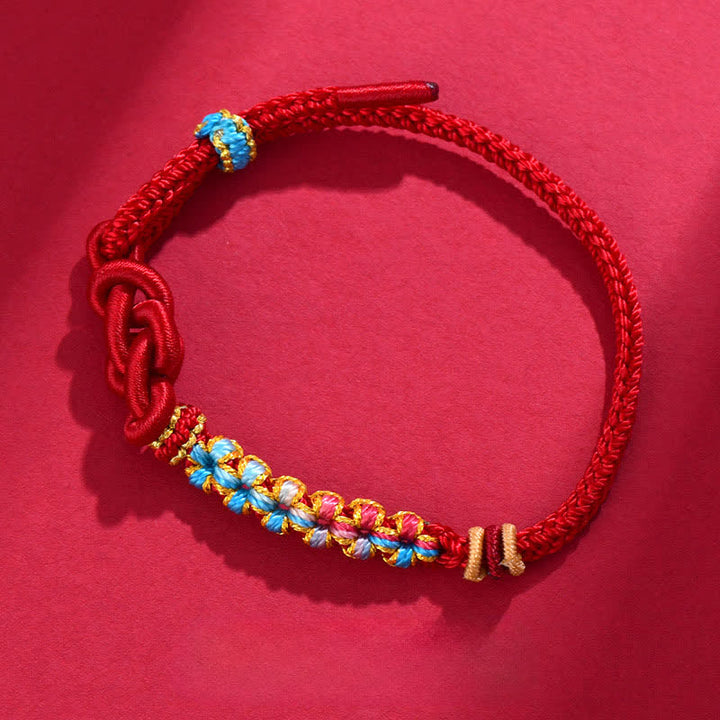 Buddha Stones Pulsera de la suerte china con nudos, tejida a mano con hilo rojo. - image 1