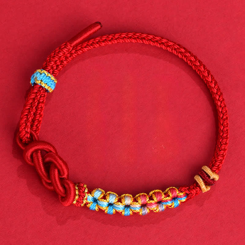 Buddha Stones Pulsera de la suerte china con nudos, tejida a mano con hilo rojo. - Nudos chinos (Suerte ♥ Riqueza) - Hilo rojo (Protección♥Suerte) - image 0