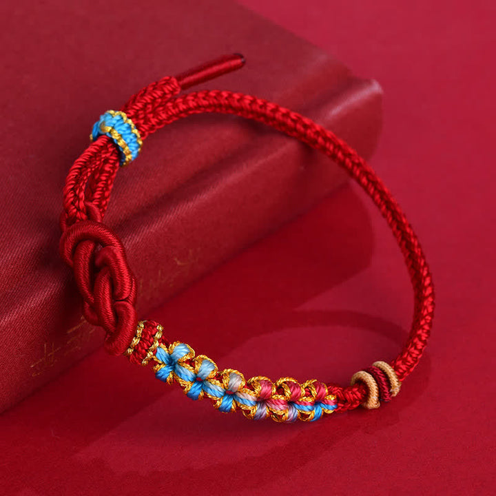 Buddha Stones Pulsera de la suerte china con nudos, tejida a mano con hilo rojo. - image 3