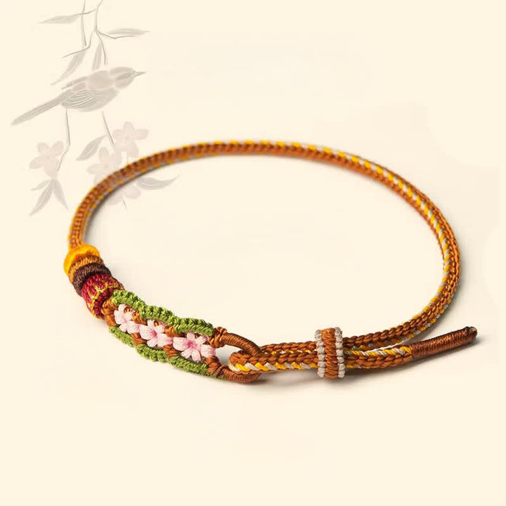 Buddha Stones Pulsera ajustable de cordón con nudos chinos florales tejidos a mano - Cadena(Protección♥Suerte) - image 0