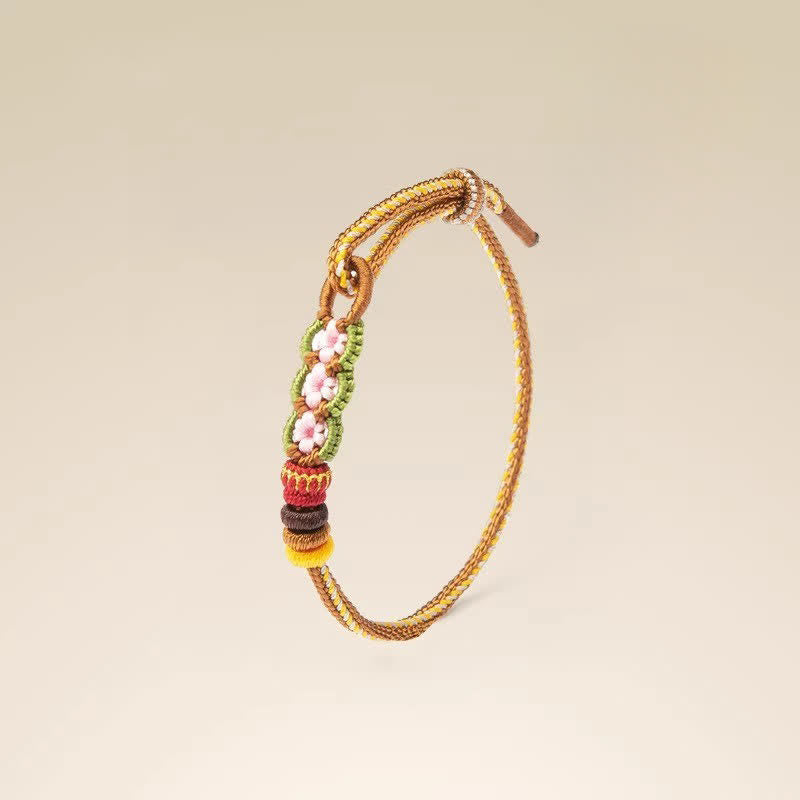 Buddha Stones Pulsera ajustable de cordón con nudos chinos florales tejidos a mano - image 3
