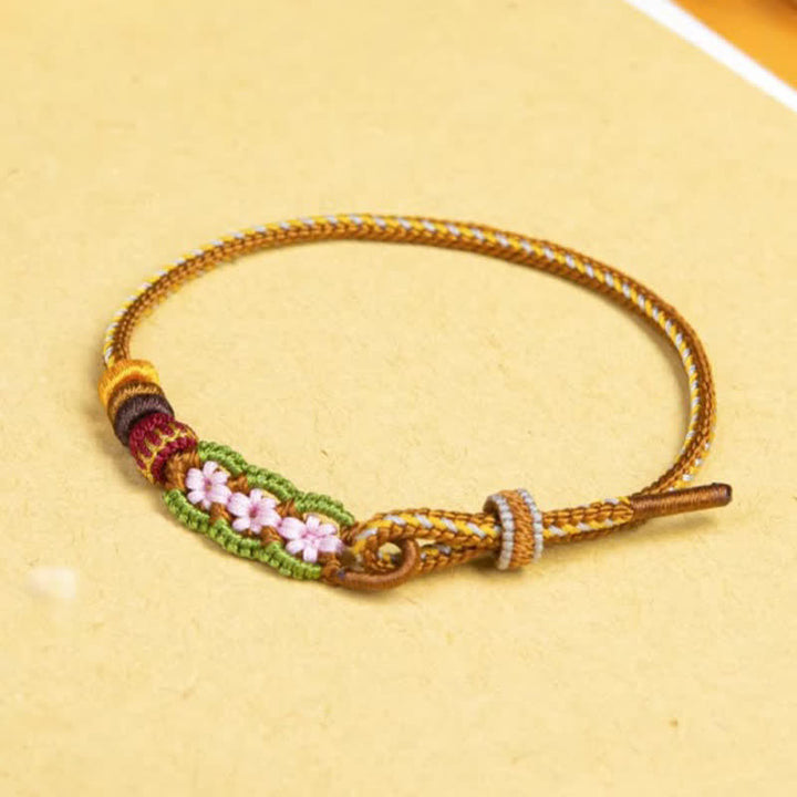 Buddha Stones Pulsera ajustable de cordón con nudos chinos florales tejidos a mano - image 2