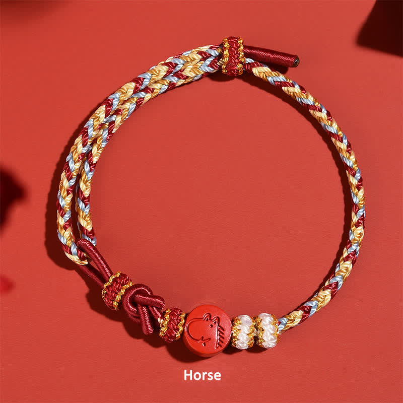Buddha Stones Pulsera de hilo rojo tejida a mano con diseño del zodíaco chino de cinabrio - Caballo (Energía ♥ Libertad) - Cinabrio (Bendición♥Calma) - image 11