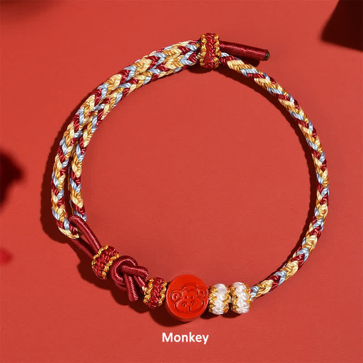 Buddha Stones Pulsera de hilo rojo tejida a mano con diseño del zodíaco chino de cinabrio - Mono (Suerte ♥ Personalidad) - Cinabrio (Bendición♥Calma) - image 12