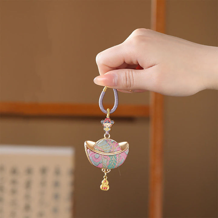 Buddha Stones Llavero de la suerte Song Brocade Yuanbao - image 1