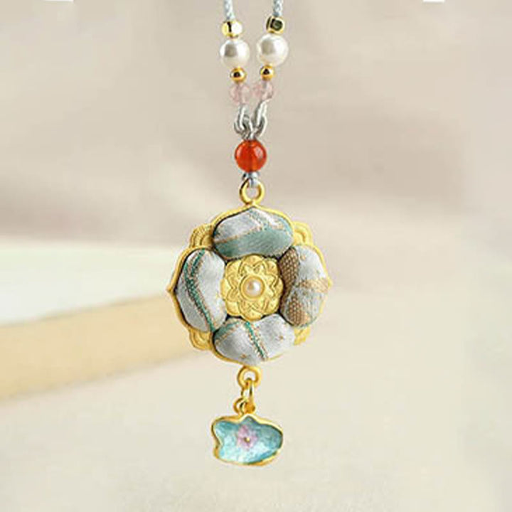 Buddha Stones Collar de la suerte con brocado de trébol de cuatro hojas - image 16