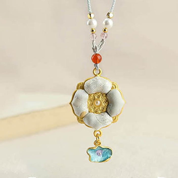 Buddha Stones Collar de la suerte con brocado de trébol de cuatro hojas - image 18