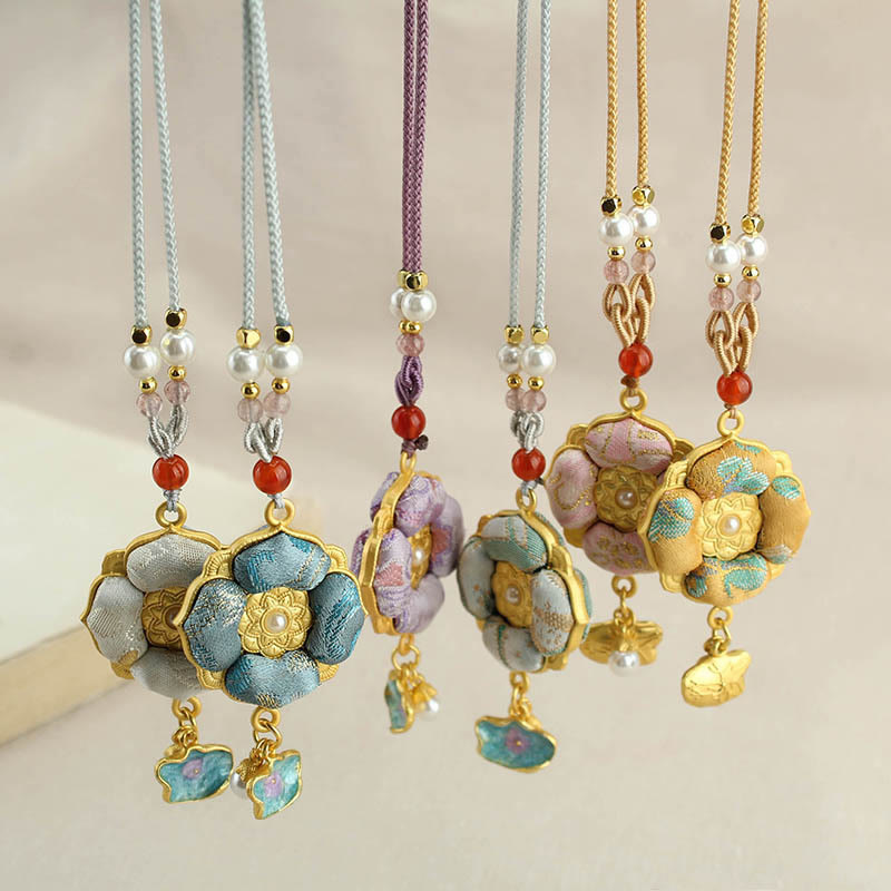 Buddha Stones Collar de la suerte con brocado de trébol de cuatro hojas - image 20