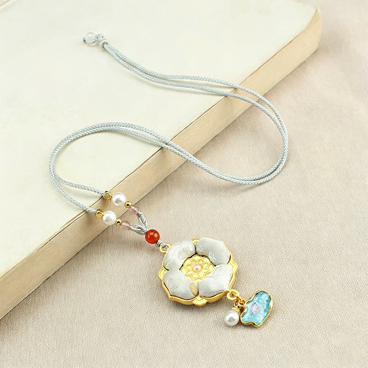 Buddha Stones Collar de la suerte con brocado de trébol de cuatro hojas - image 17