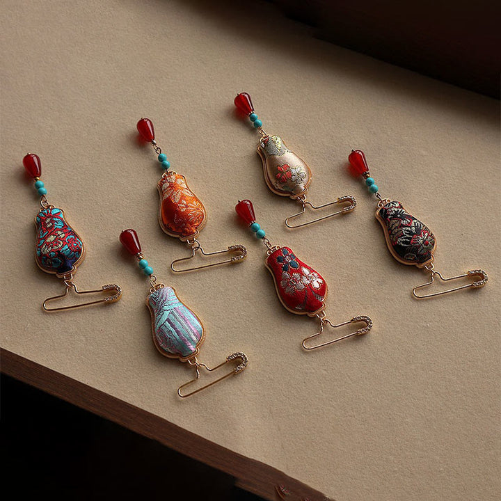 Buddha Stones Broche elegante con diseño de jarrón de brocado Song - image 12