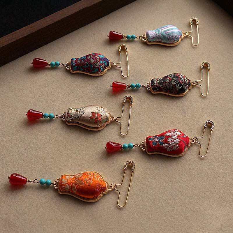 Buddha Stones Broche elegante con diseño de jarrón de brocado Song - image 11